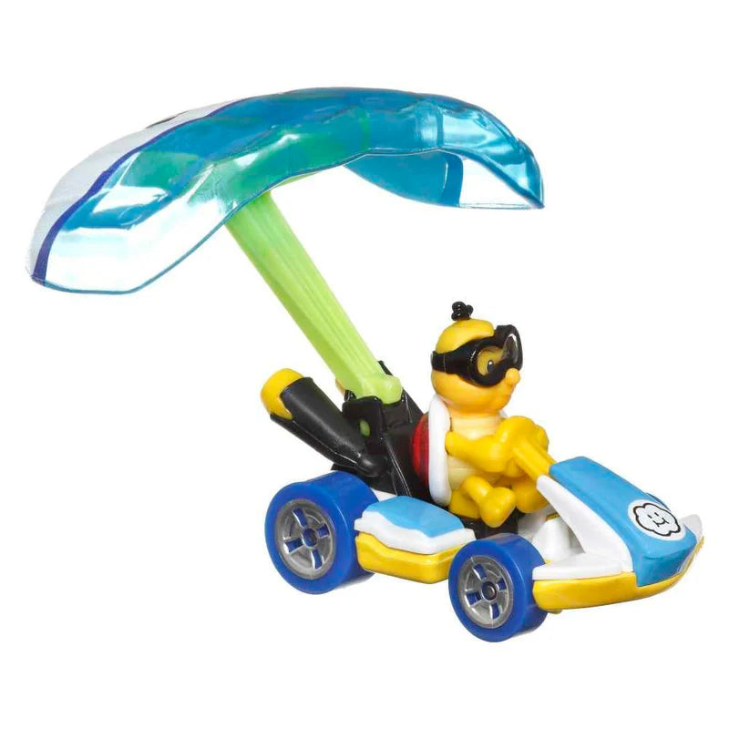 Hot Wheels Mario Kart Lakitu Standard Kart Parafoil Glider – 1:64 Scale Diecast Vehicle
