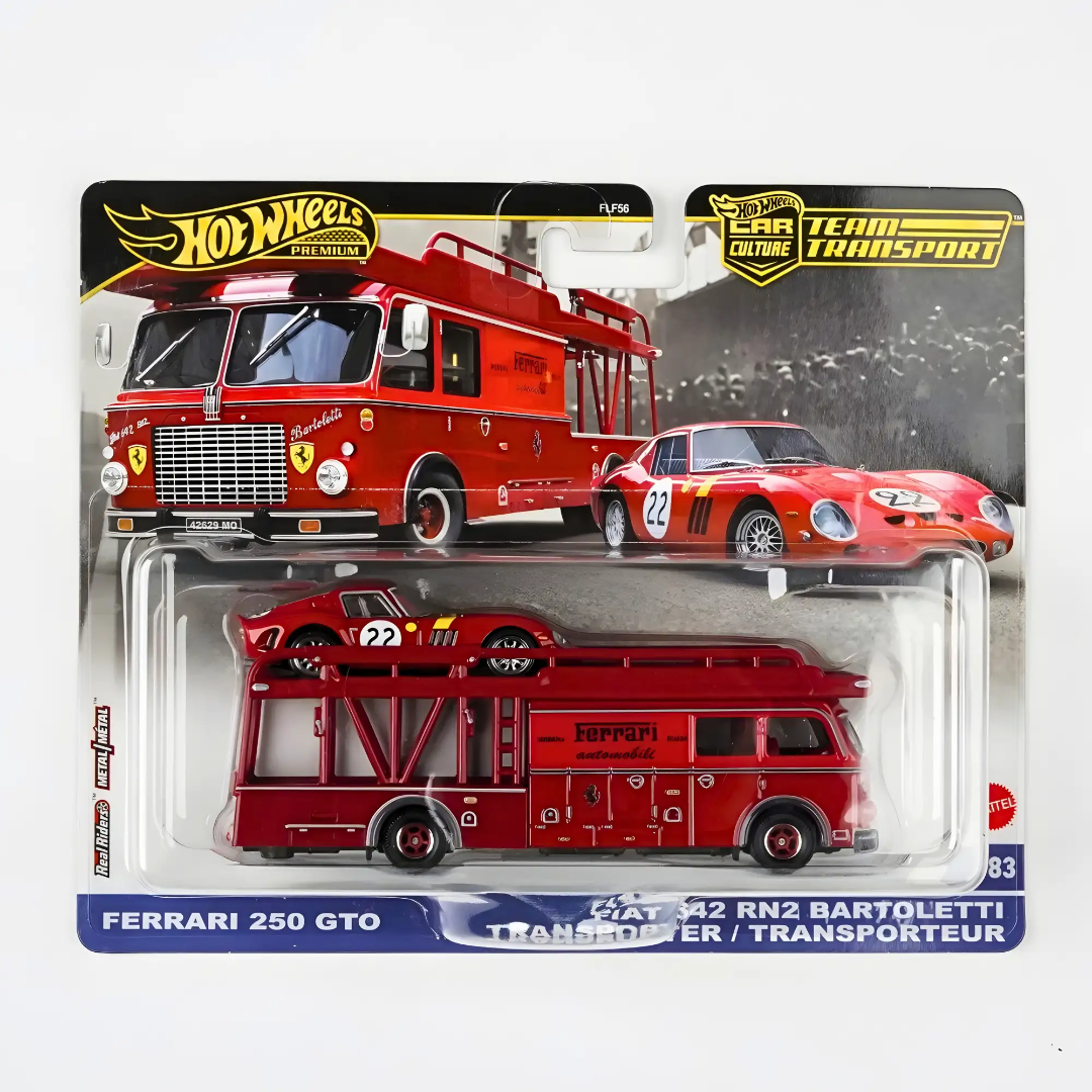 Hot Wheels Imported Premium 2025 Team Transport Ferrari 250 GTO Fiat 642 RN2 Bartoletti