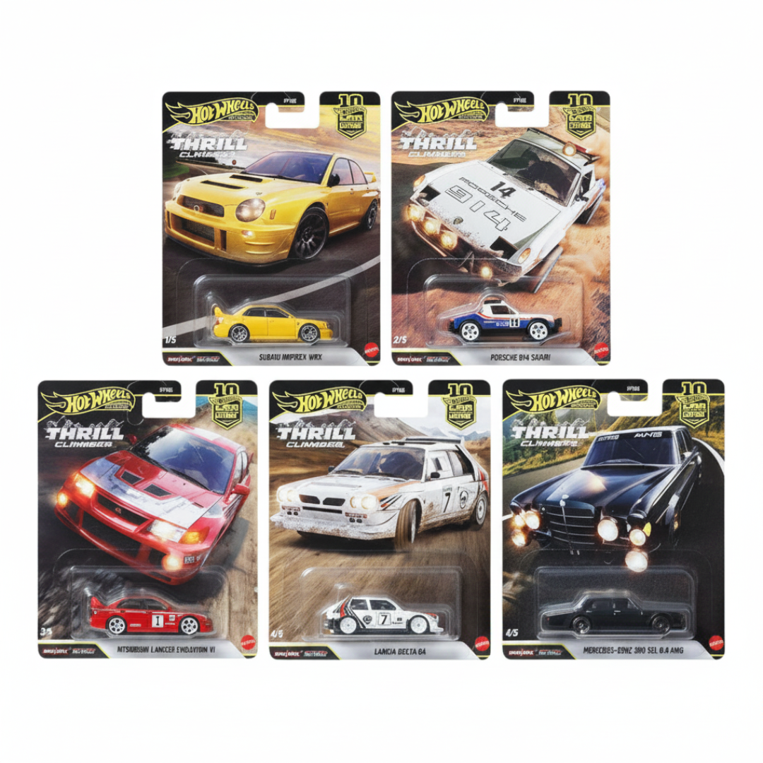 Hot Wheels Premium Car Culture Thrill Climbers Complete Set of 5 Die-Cast Cars (1:64 Scale)