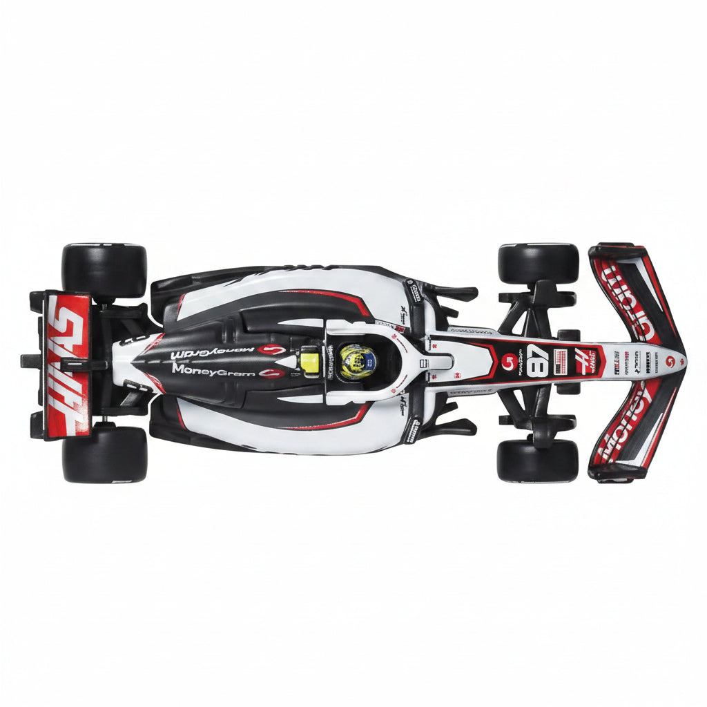 Hot Wheels Premium F1 2025 MoneyGram Haas F1 Team #31 1:64 Diecast Race Car with Real Riders