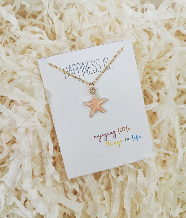 Peach Sea Star Charm Necklace