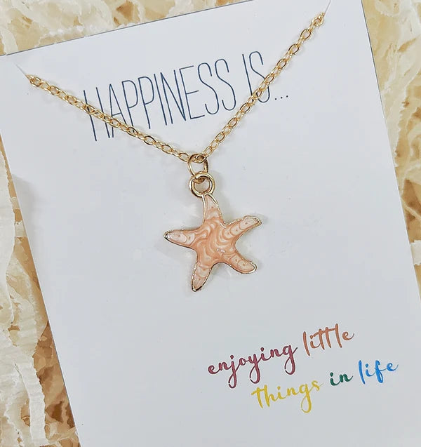 Peach Sea Star Charm Necklace