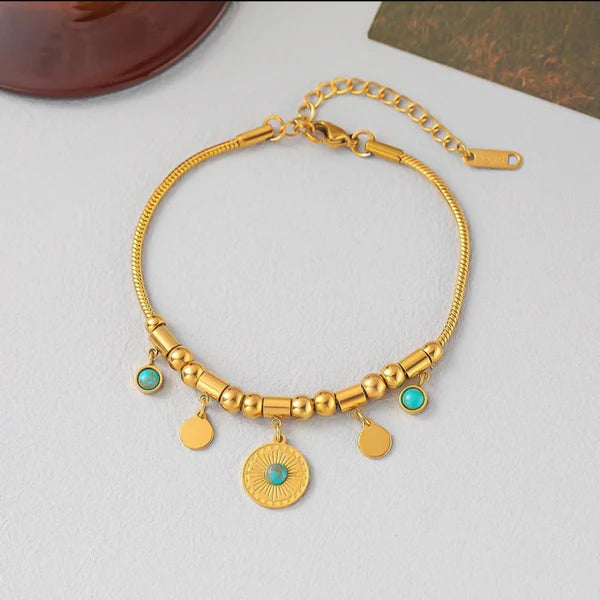 Turquoise Gem Azure Charm Bracelet
