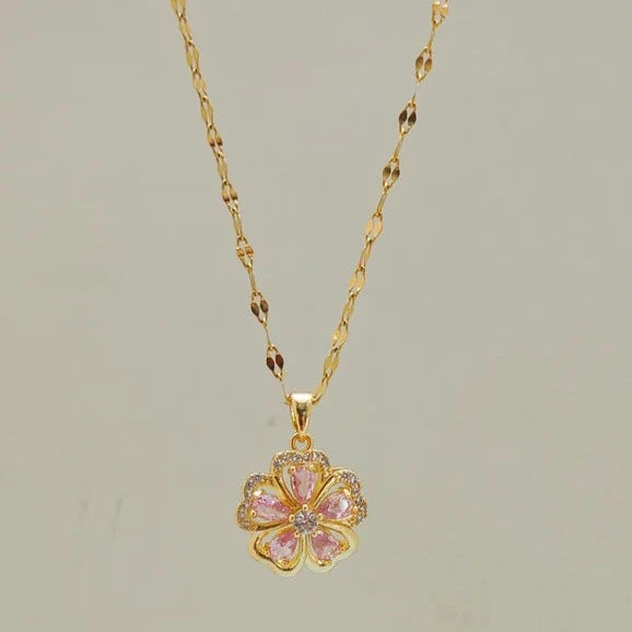 Pink Blossom Pendant Necklace