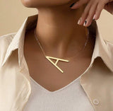 Sideways Oversized Initial Necklace (Select From Drop Down Menu)