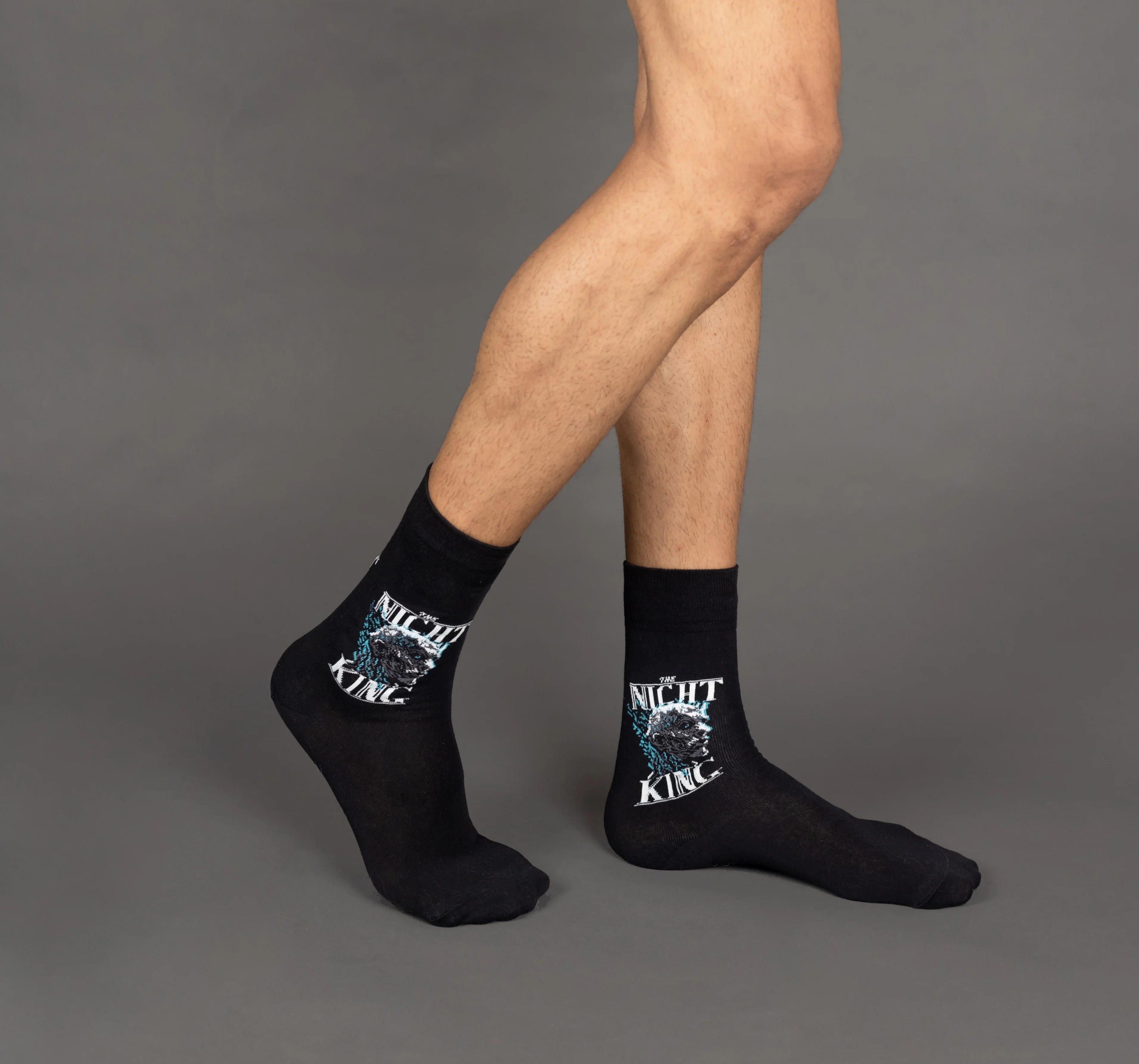 Game Of Thrones The Night King & Viserion, The Ice Dragon Crew Length Socks For Men - Black