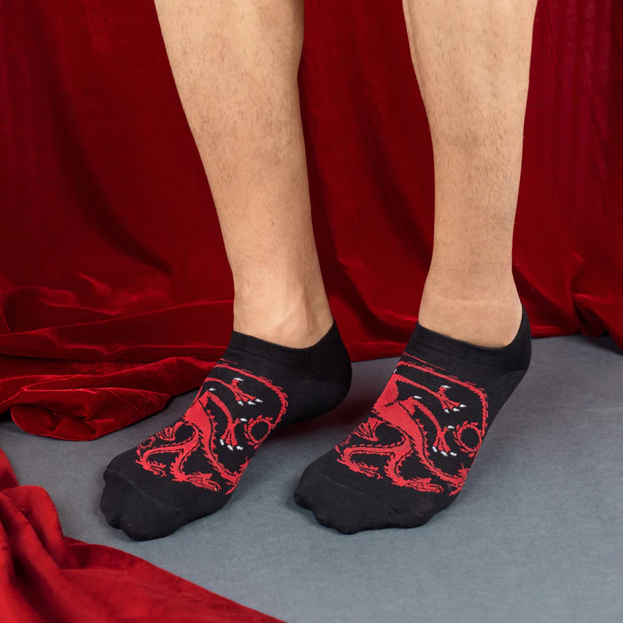 Game Of Thrones House Targaryen Ankle Length Socks For Men  - Black