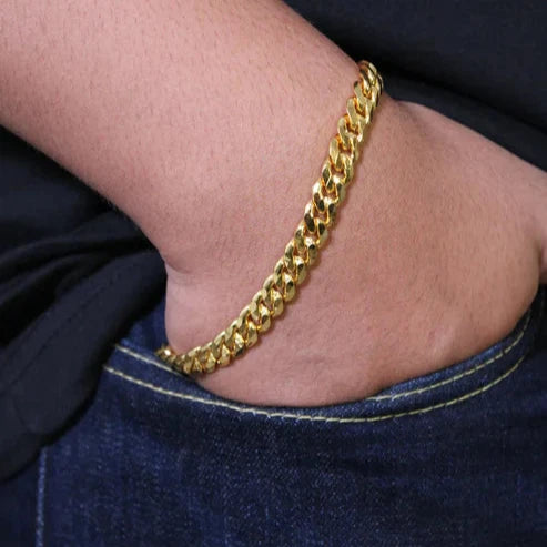 Miami Cuban Link Mens Bracelet - Available in 2 Sizes and 2 Colours (Select From Drop Down Menu)