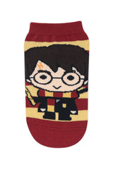 Harry Potter Chibi Stripes and Colour Block Lowcut Socks For Women (Pack Of 2 Pairs/1U - Red and Yellow
