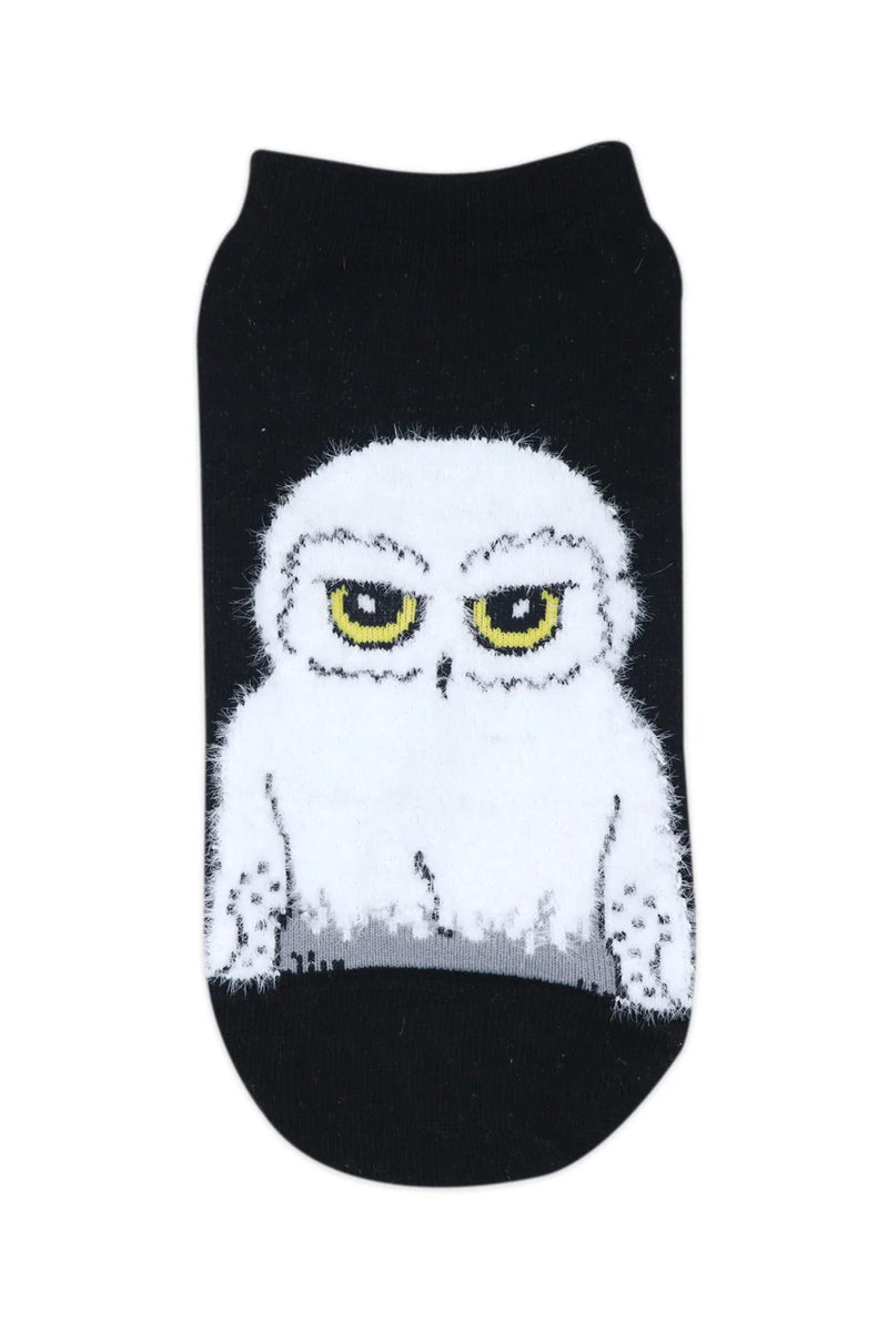 Harry Potter Love Symbol and Hedwig Owl Fur Lowcut Socks For Women (Pack Of 2 Pairs/1U - Black and White