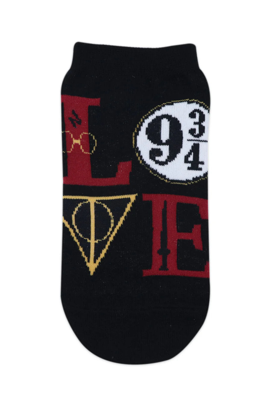 Harry Potter Love Symbol and Hedwig Owl Fur Lowcut Socks For Women (Pack Of 2 Pairs/1U - Black and White