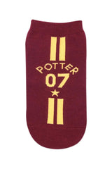 Harry Potter Potter 07 & Harry Potter Logo Lowcut Socks For Women ( Pack Of 2 Pairs/ 1U) - Maroon - ThePeppyStore