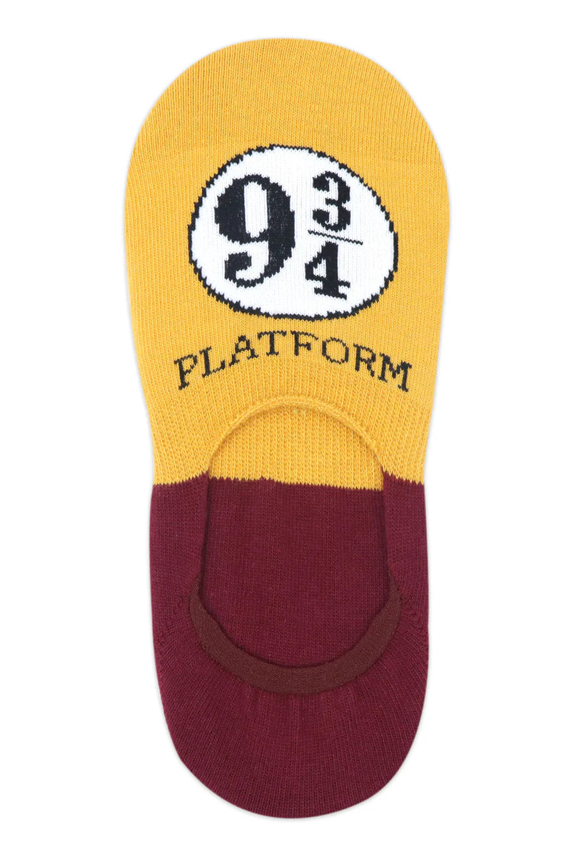 Harry Potter 07, Lightning Bolt and Glasses, Platform 9 3/4 No Show Socks -Harry Ron & Hermione For Women (Pack Of 3 Pairs/1U) - Yellow and Maroon