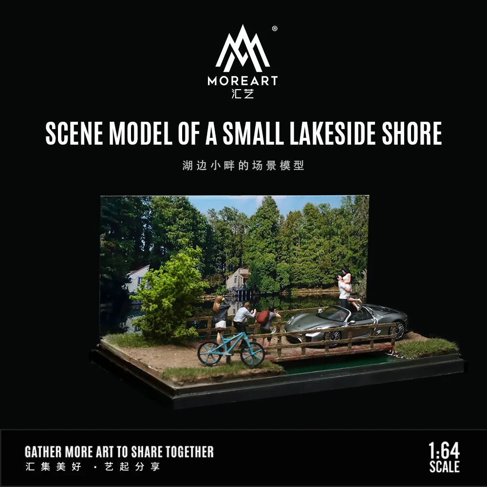MoreArt Lakeside Shore Diorama Display Scene – 1:64 Scale Scenic Display Base for Diecast Cars