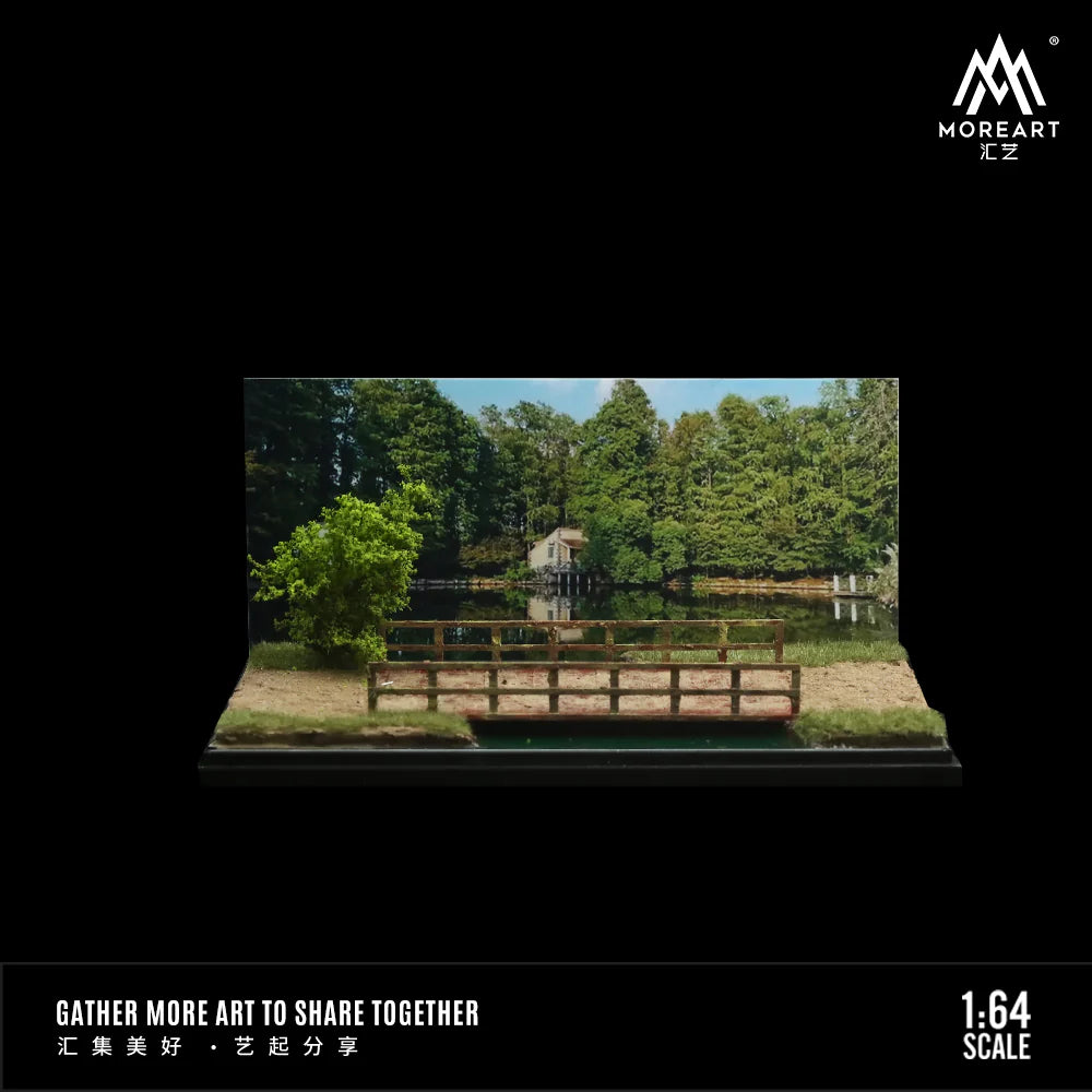 MoreArt Lakeside Shore Diorama Display Scene – 1:64 Scale Scenic Display Base for Diecast Cars