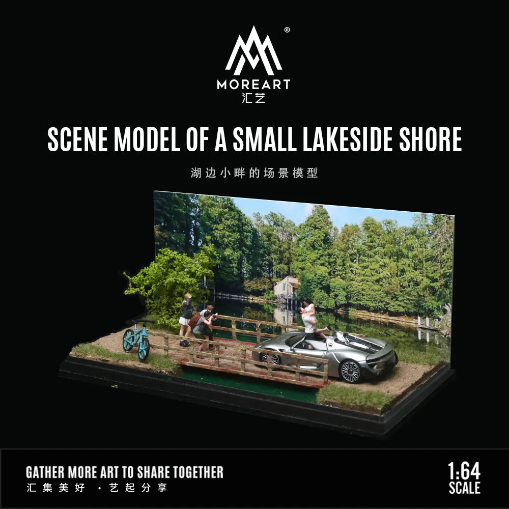 MoreArt Lakeside Shore Diorama Display Scene – 1:64 Scale Scenic Display Base for Diecast Cars