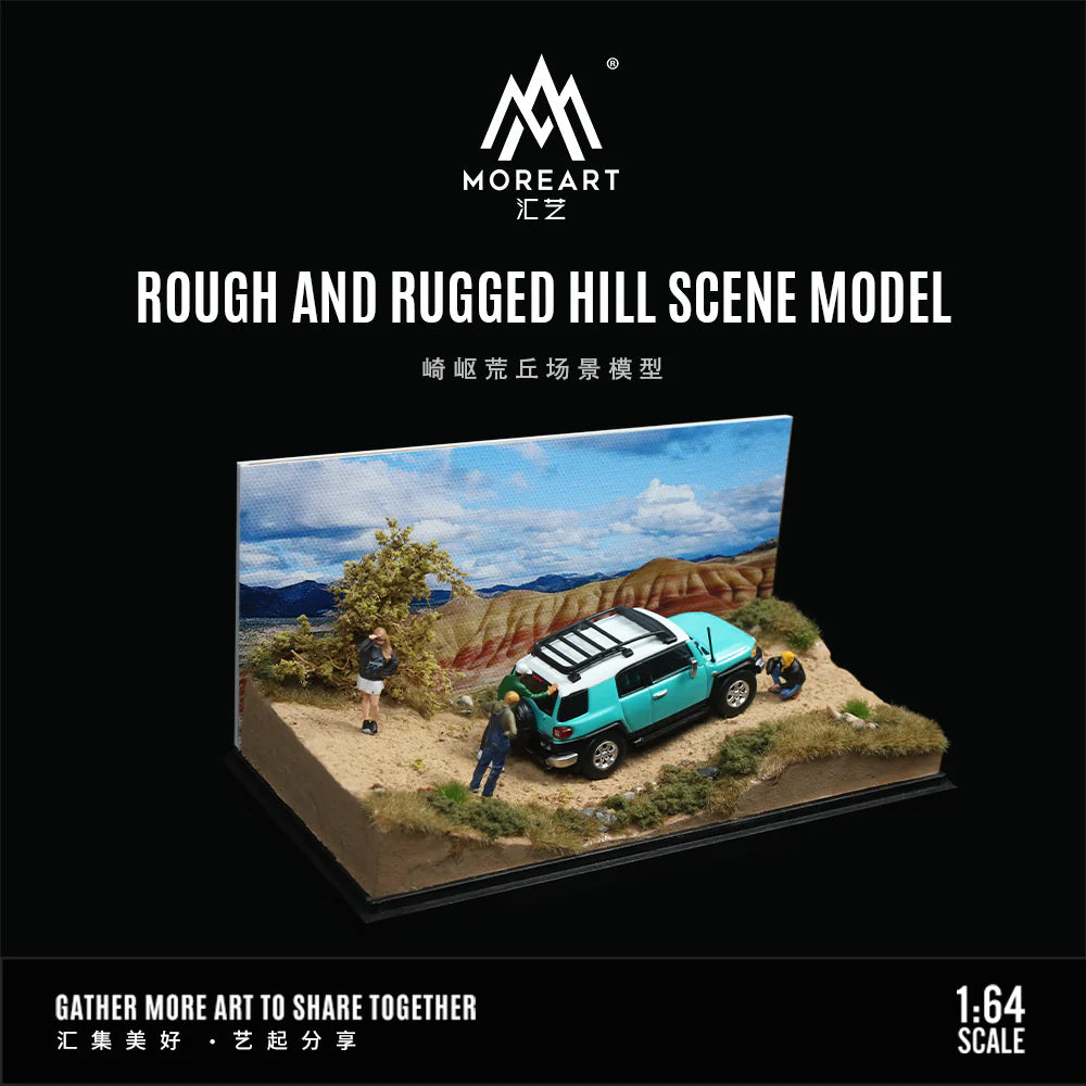 MoreArt Rough & Rugged Hill Diorama Display Scene – 1:64 Scale Off-Road Display Base for Diecast Cars