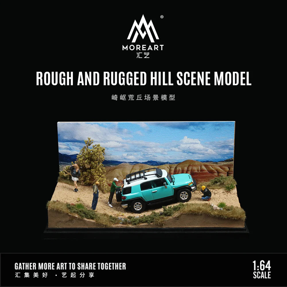 MoreArt Rough & Rugged Hill Diorama Display Scene – 1:64 Scale Off-Road Display Base for Diecast Cars