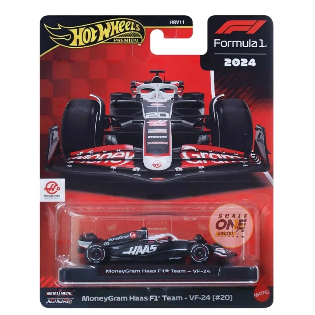 Hot Wheels Scale 1:64 Imported Premium  Formula F1  2024 Diecast Model Cars - MoneyGram Haas F1  Team VF-24 Car #20 (Nico Hulkenberg)