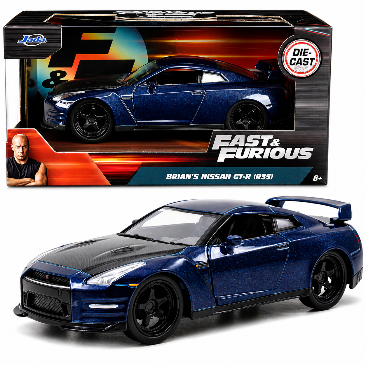 Jada Brian's Nissan GT-R R35 Blue 1:32 Scale Die-Cast Car – Fast & Furious 7 Official Movie Collectible