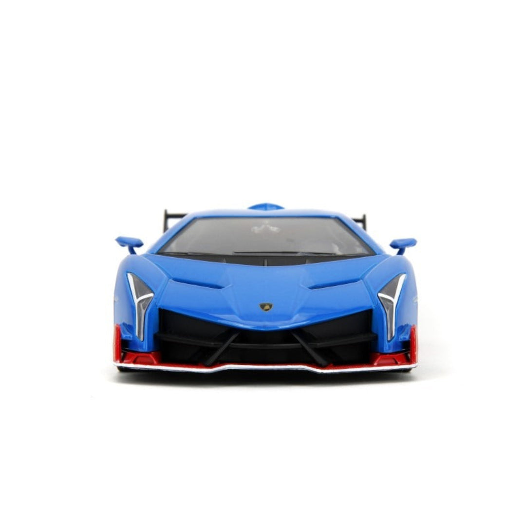 Jada Sonic Classic Lamborghini Veneno 1:24 Diecast Model Car with Sonic Figure – Blue & Red