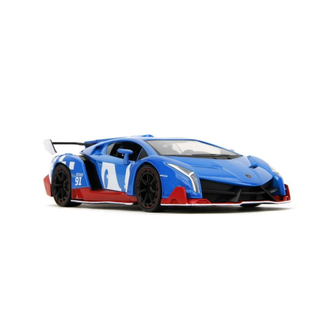 Jada Sonic Classic Lamborghini Veneno 1:24 Diecast Model Car with Sonic Figure – Blue & Red