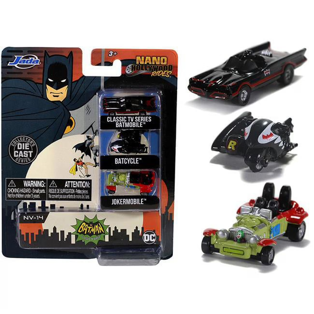 Jada Toys Batman Classic TV Series 3-Piece Nano Hollywood Rides Diecast Car Set