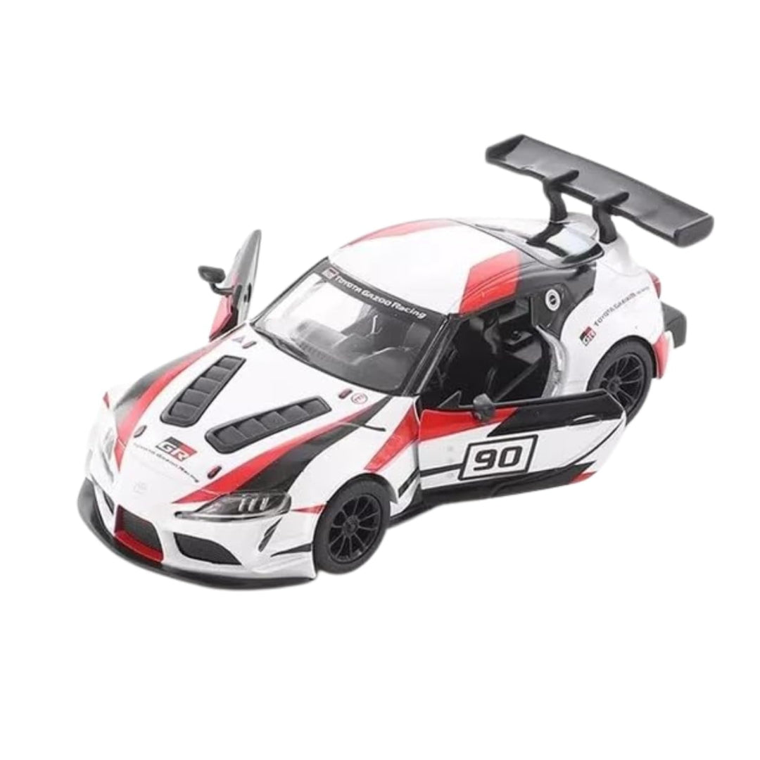 Kinsmart Toyota GR Supra Racing Diecast Model Car 1:36 – White & Red