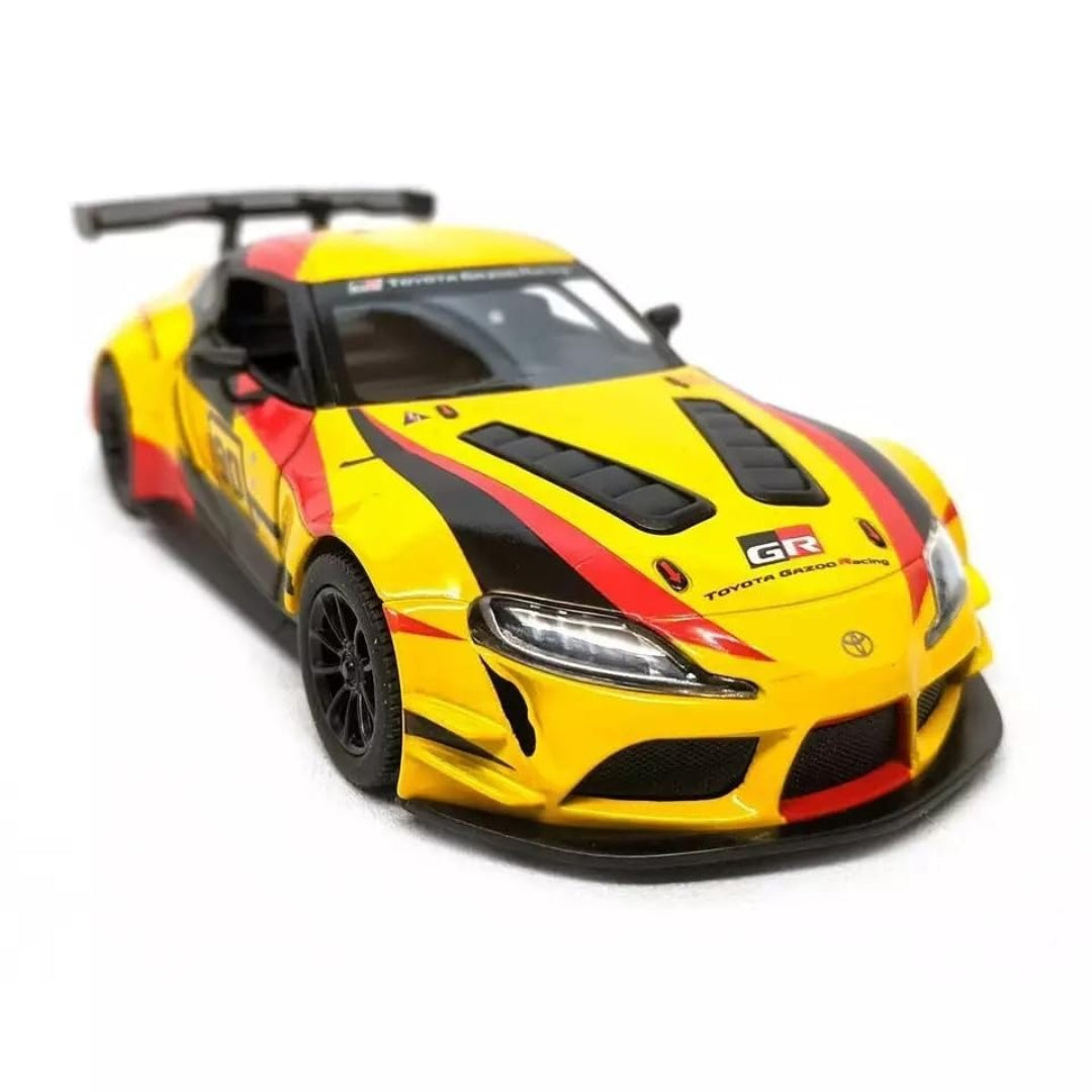 Kinsmart Toyota GR Supra Racing Diecast Model Car 1:36 – Yellow & Red