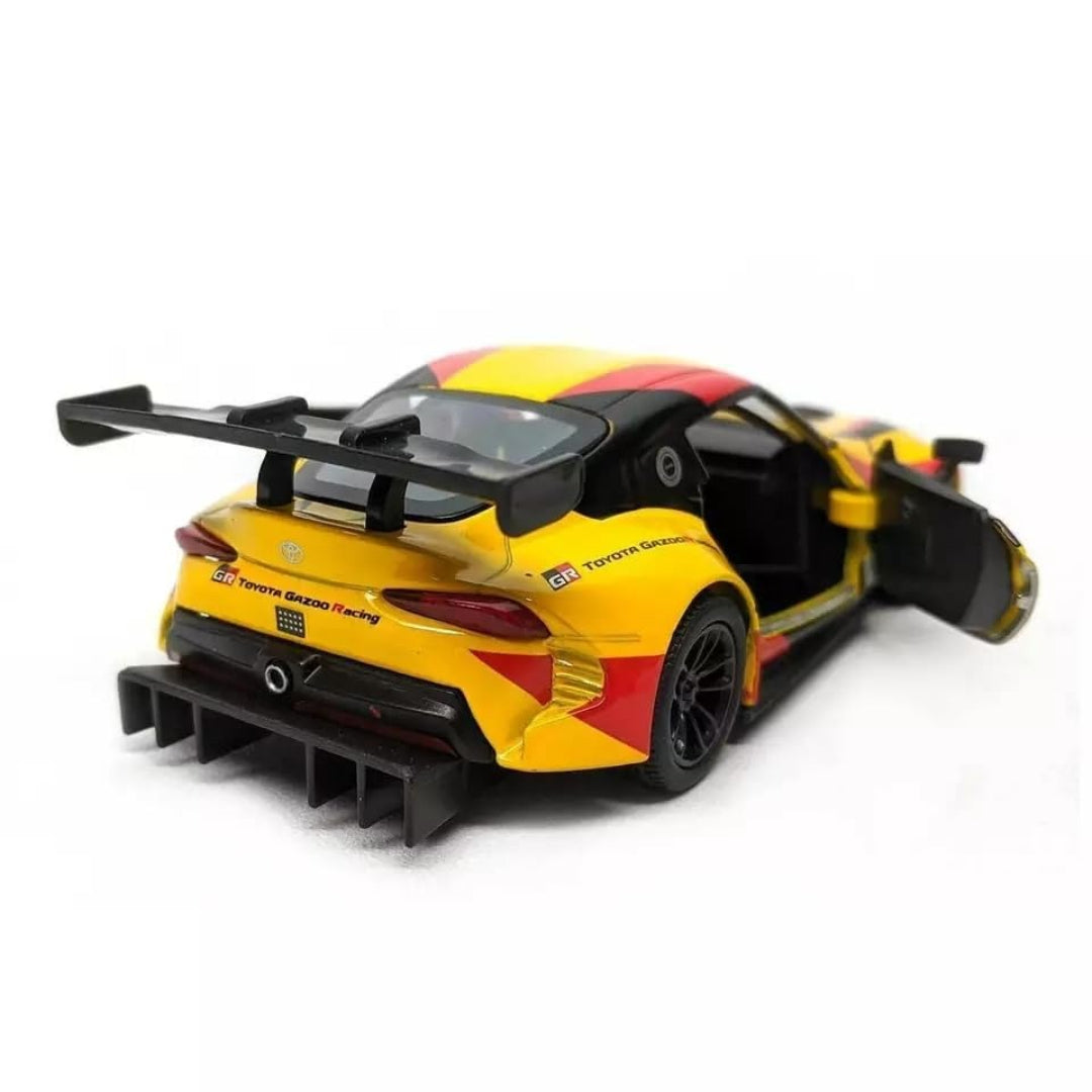 Kinsmart Toyota GR Supra Racing Diecast Model Car 1:36 – Yellow & Red