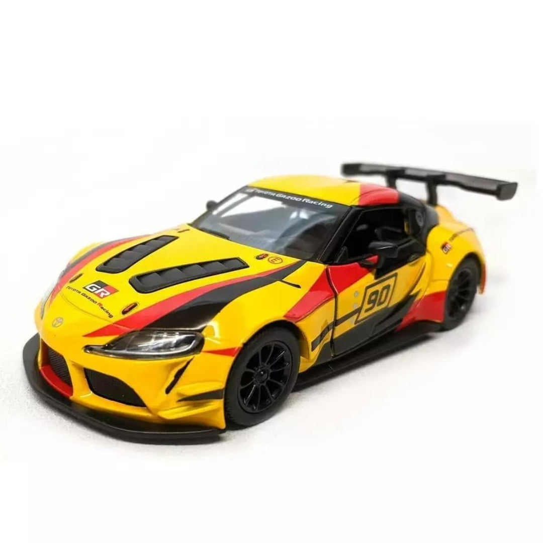 Kinsmart Toyota GR Supra Racing Diecast Model Car 1:36 – Yellow & Red