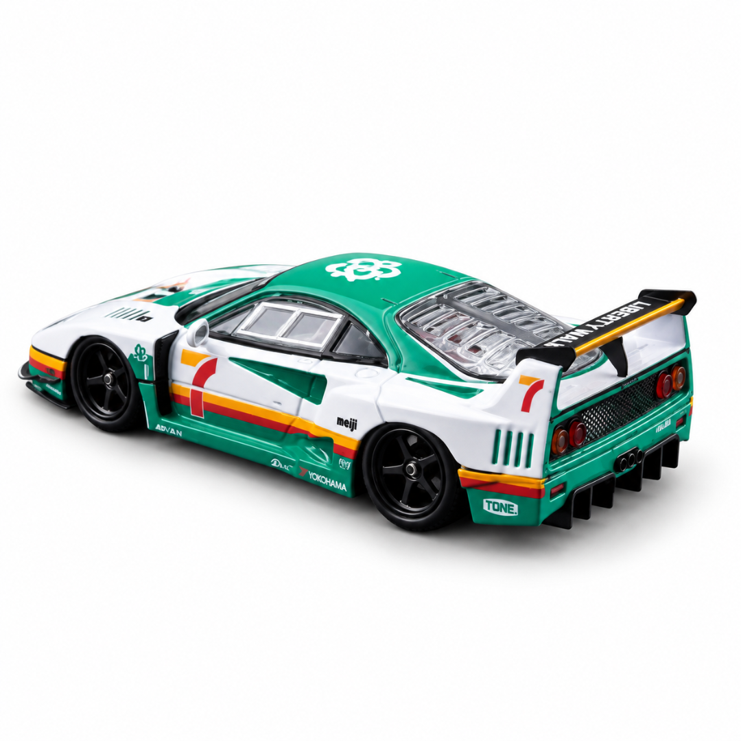 LBWK Ferrari F40 Ghost Player Green & White 1:64 Diecast Model Car