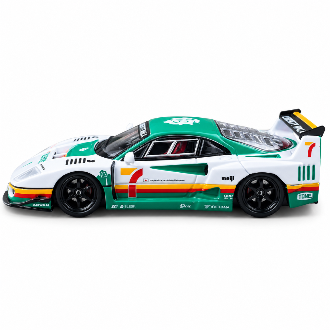 LBWK Ferrari F40 Ghost Player Green & White 1:64 Diecast Model Car