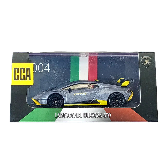 Scale 1 : 64 CCA Premium Lamborghini Huracan STO - Grey Diecast Metal Model Car With Acrylic Case