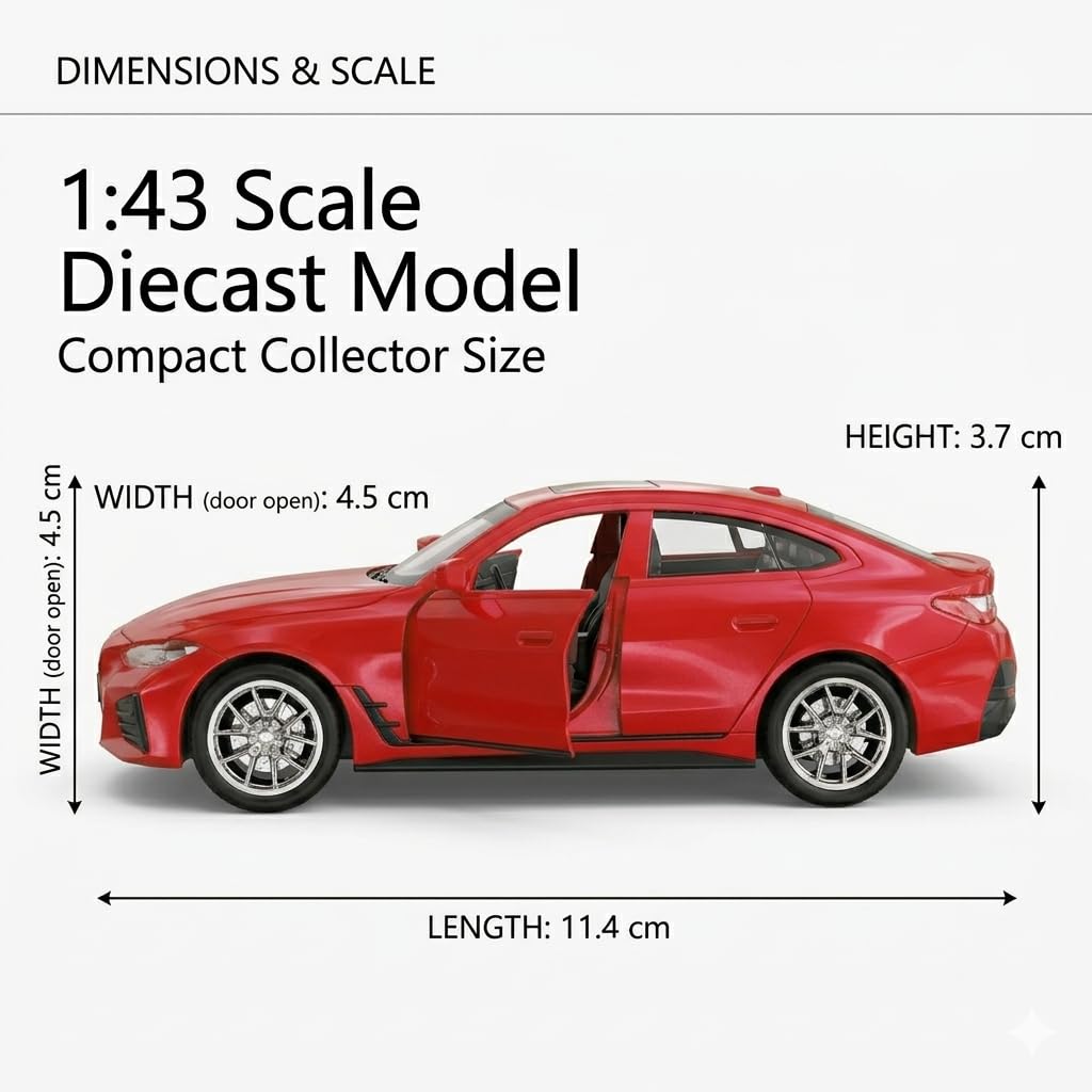 MSZ Imported BMW i4 M50 1:43 Scale Diecast Metal Car Model | Officially Licensed BMW