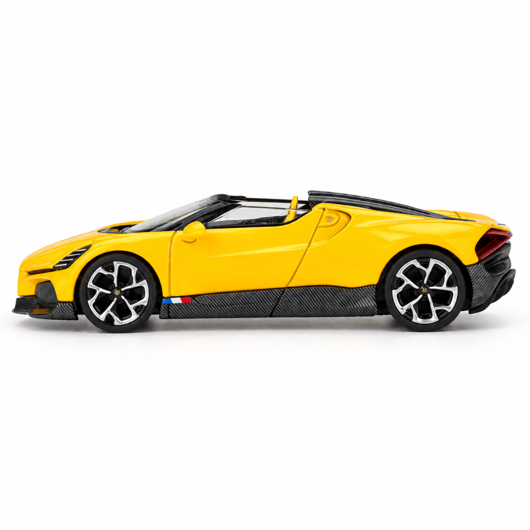 MINI GT Imported Bugatti W16 Mistral Yellow 1:64 Diecast Model Car – LHD Version #1137