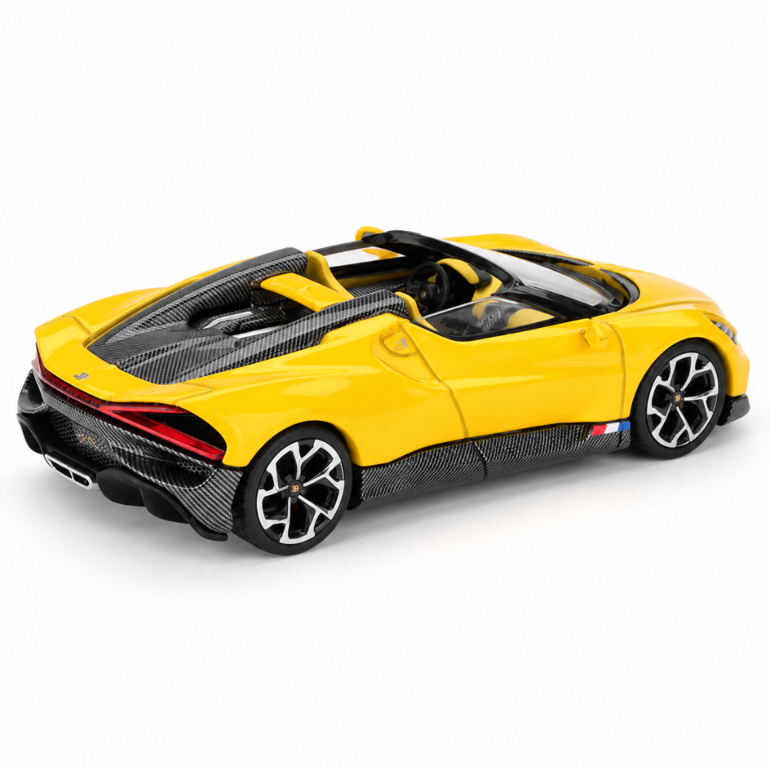 MINI GT Imported Bugatti W16 Mistral Yellow 1:64 Diecast Model Car – LHD Version #1137