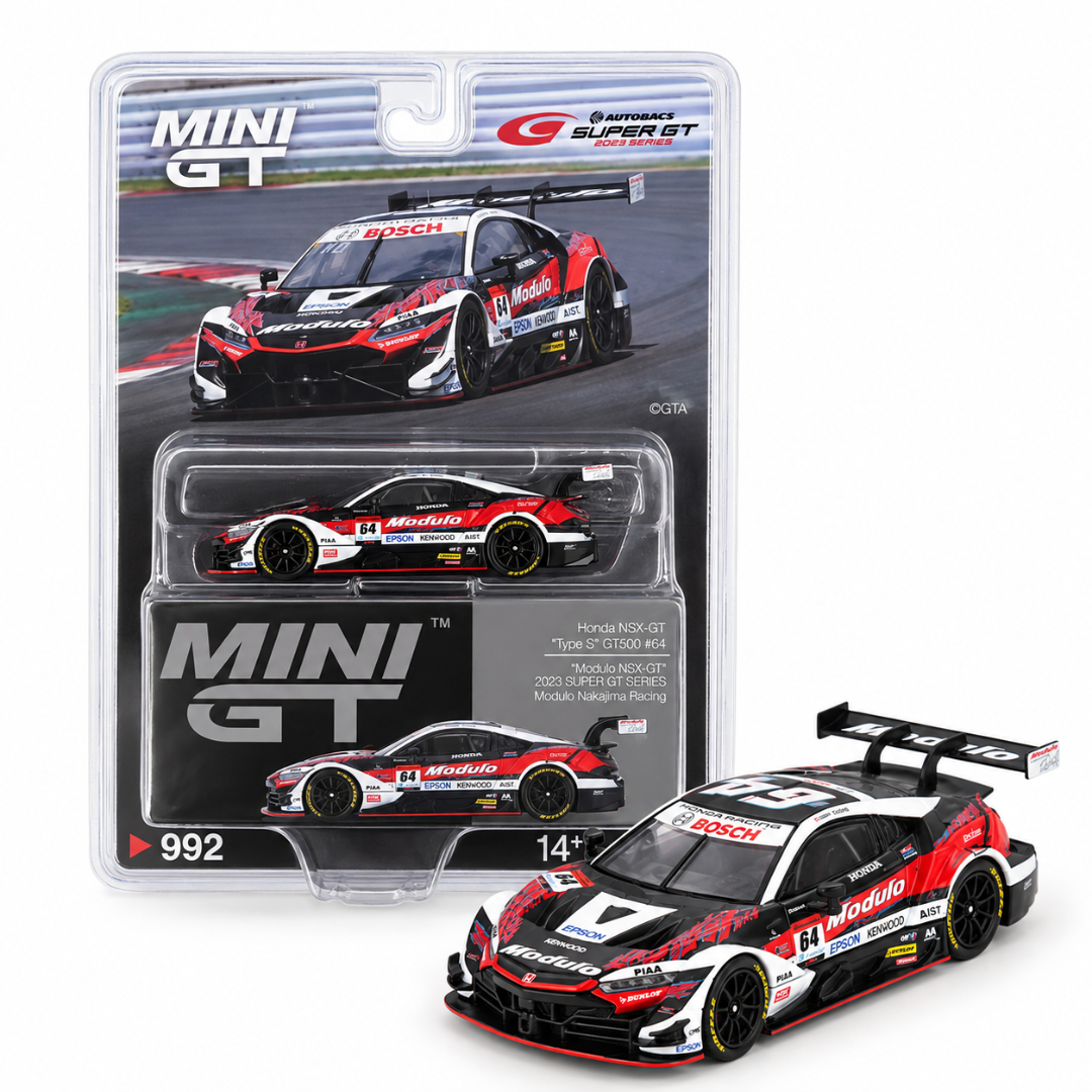 MINI GT Imported Honda NSX-GT Type S GT500 #64 Modulo Nakajima Racing 2023 SUPER GT 1:64 Diecast Model Car – No. 992