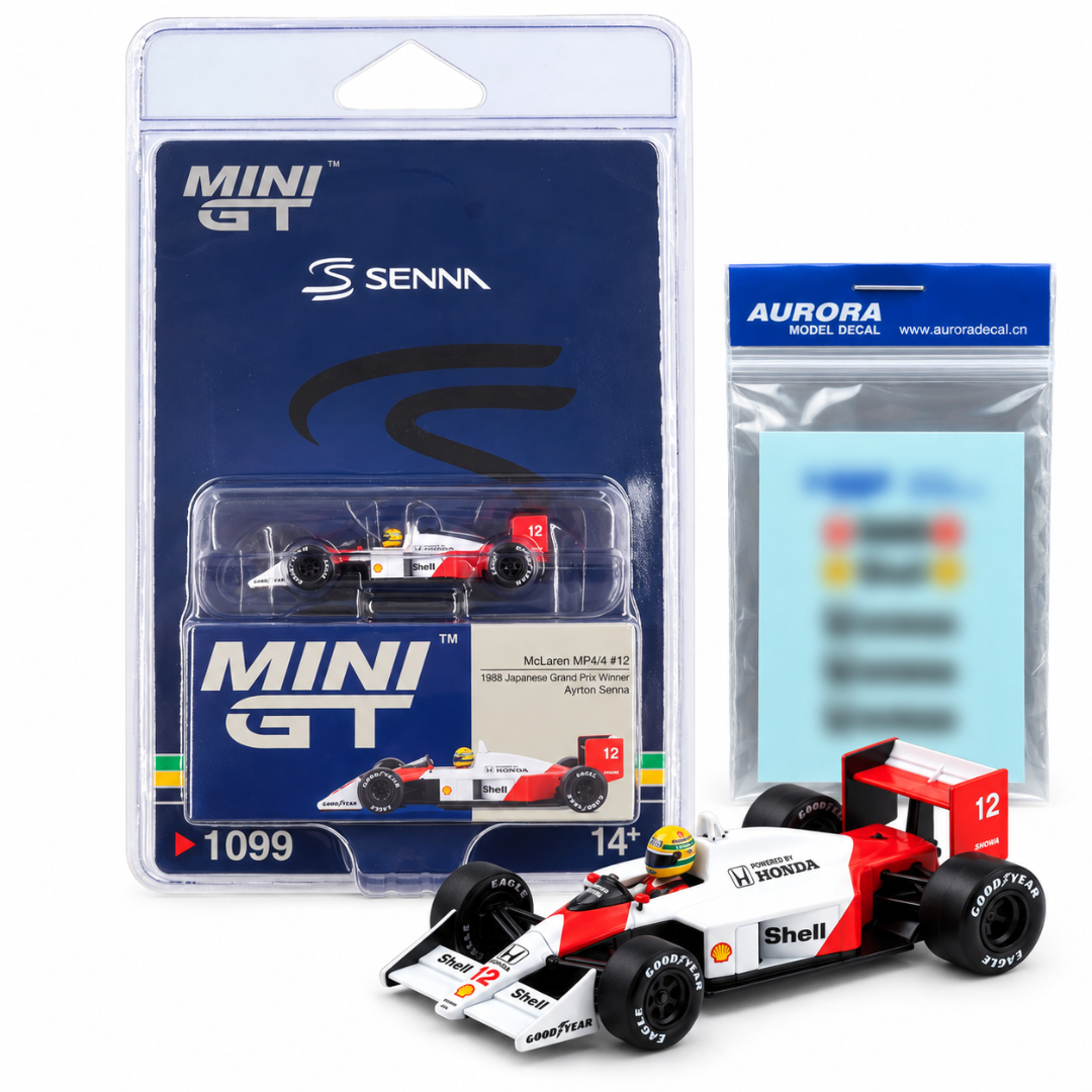 MINI GT Imported McLaren MP4/4 #12 Ayrton Senna 1988 Japanese Grand Prix Winner 1:64 #1099 – Blister Packaging