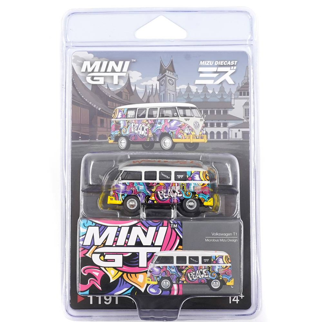 MINI GT Volkswagen T1 Microbus Mizu Design Die-Cast Model Car | 1:64 Scale Collectible | T1 1191