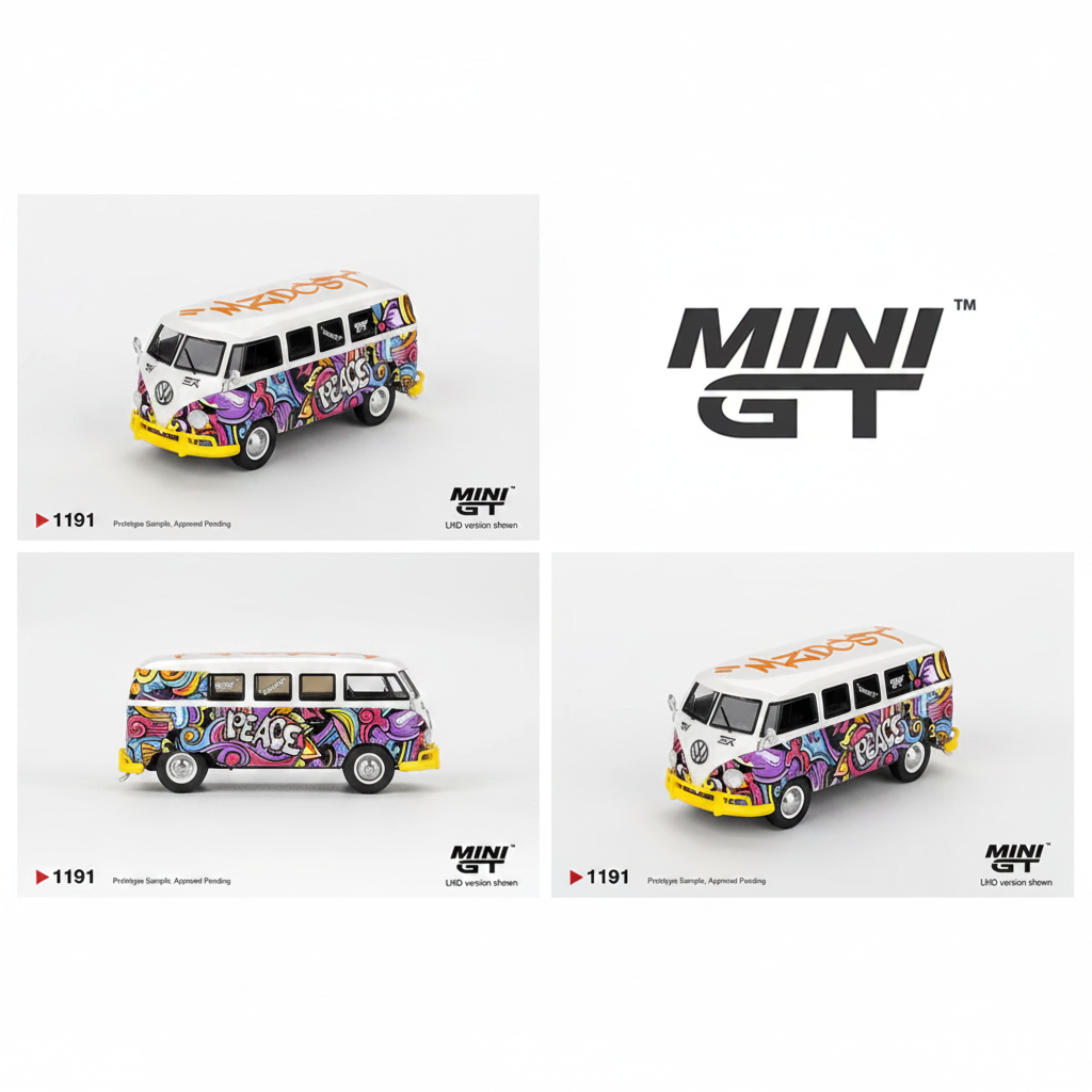 MINI GT Volkswagen T1 Microbus Mizu Design Die-Cast Model Car | 1:64 Scale Collectible | T1 1191