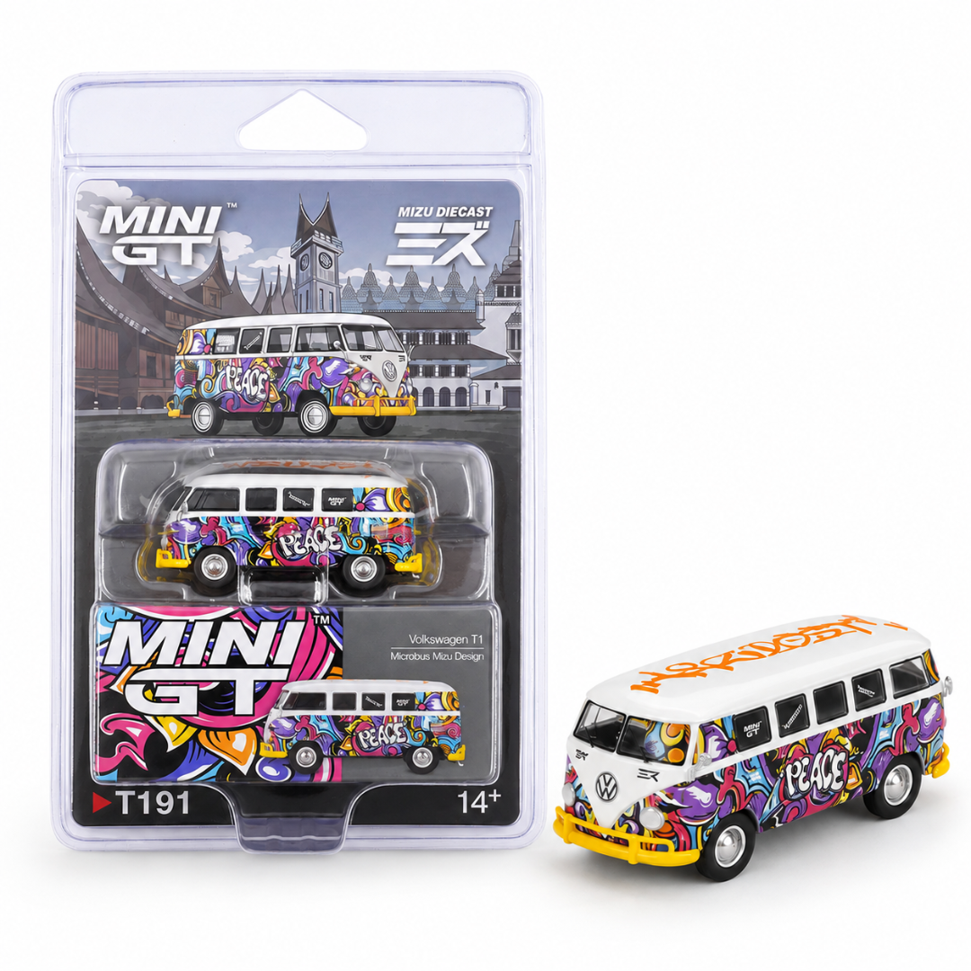 MINI GT Volkswagen T1 Microbus Mizu Design Die-Cast Model Car | 1:64 Scale Collectible | T1 1191