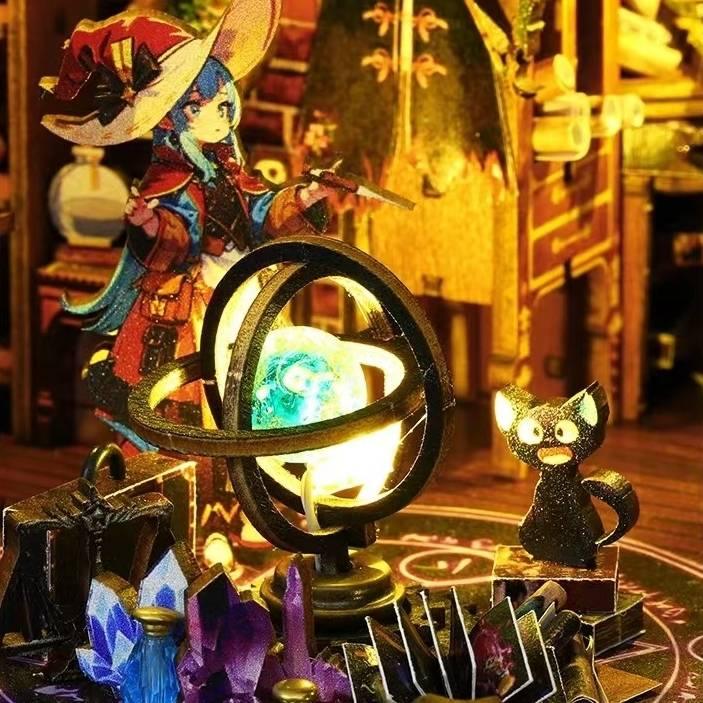 3D Wooden DIY Book Nook Magic Forest Miniature Kit for Bookshelf Decor with LED Light