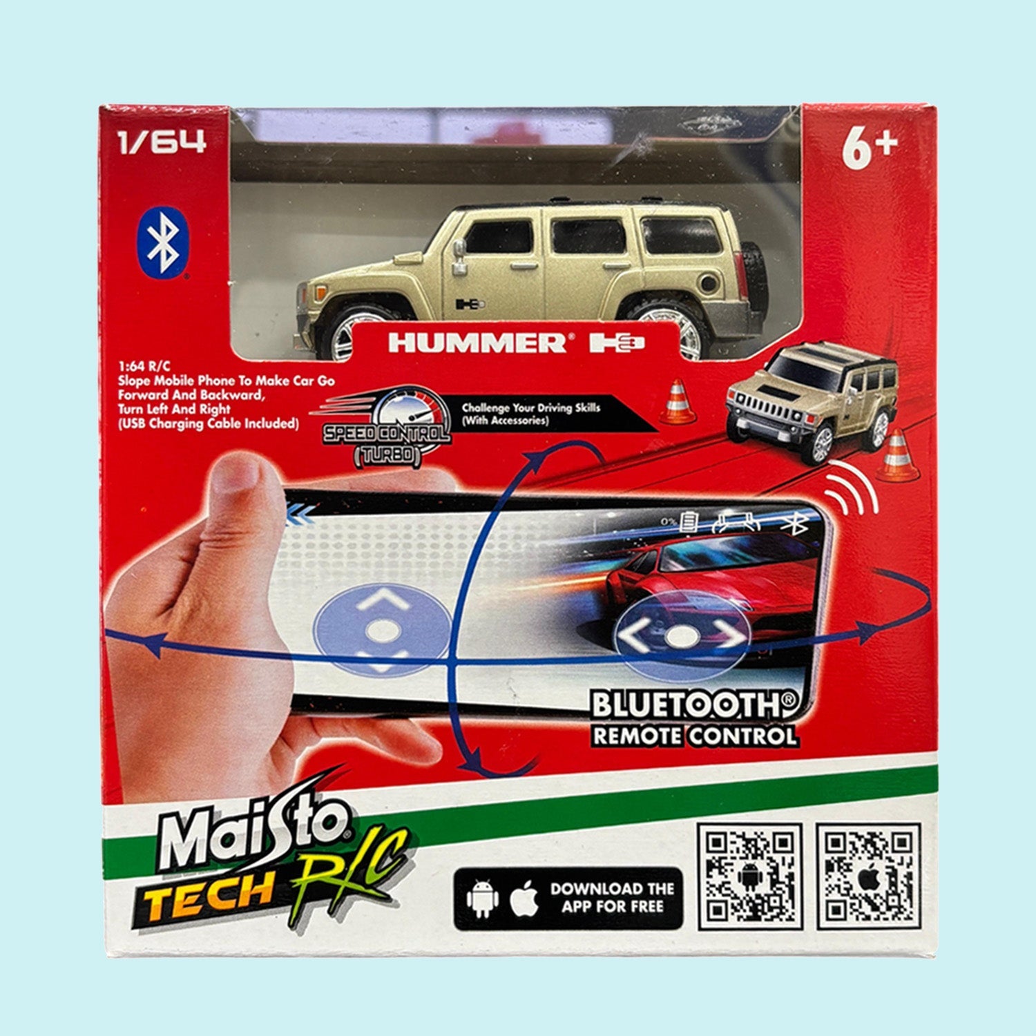 Maisto Tech R/C 1/64 Hummer H3 – Bluetooth Remote Control Car with Smartphone App Control