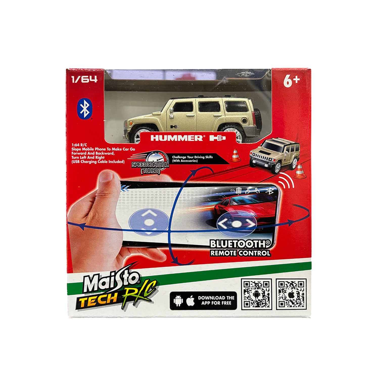 Maisto Tech R/C 1/64 Hummer H3 – Bluetooth Remote Control Car with Smartphone App Control