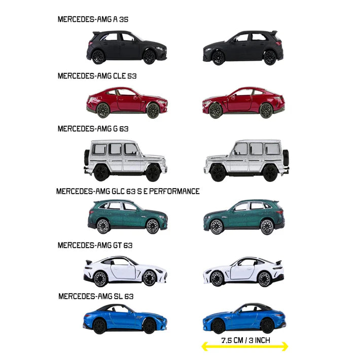 Majorette Mercedes-AMG Premium Cars, 6-asst. with Freewheel and Opening Parts Car Model - Set of 6