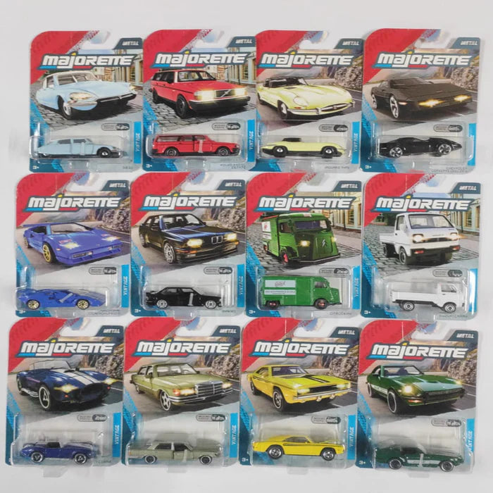 Majorette Vintage Premium Cars, 12-asst. with Freewheel and Opening Parts Car Model - Set of 12