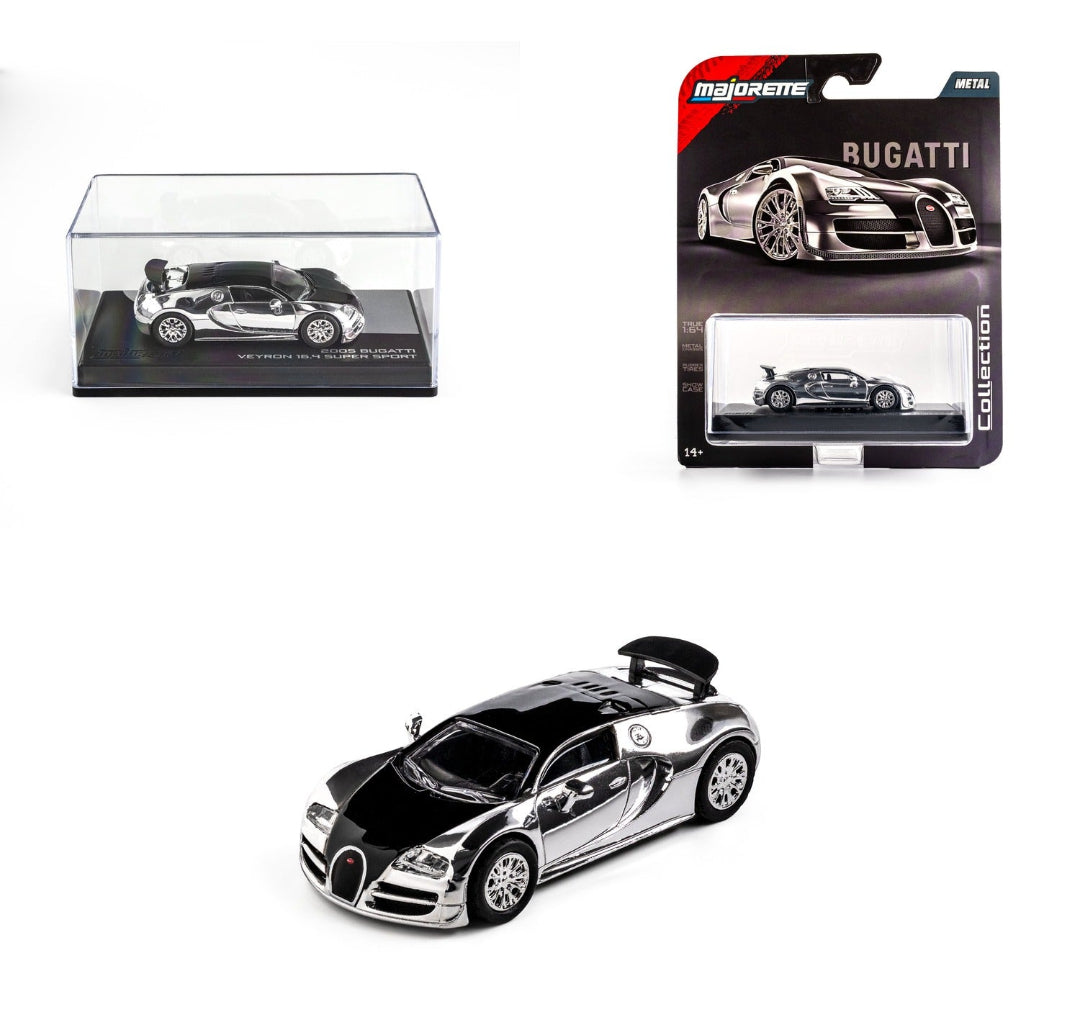 Majorette Bugatti Veyron 16.4 Super Sport 1:64 Scale Die-Cast Metal Model Car – Black & Silver