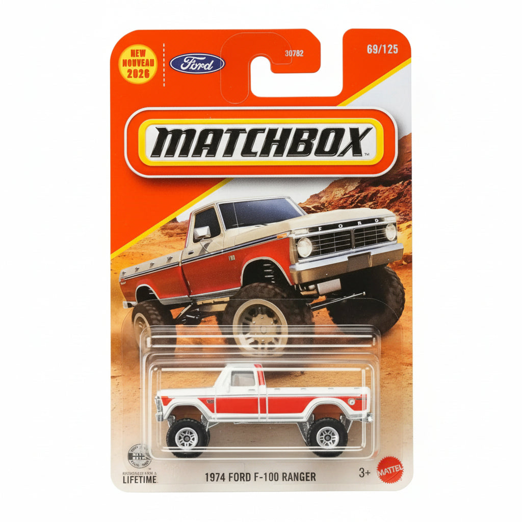 Matchbox Imported 1974 Ford F-100 Ranger Die-Cast Car| 1:64 Scale