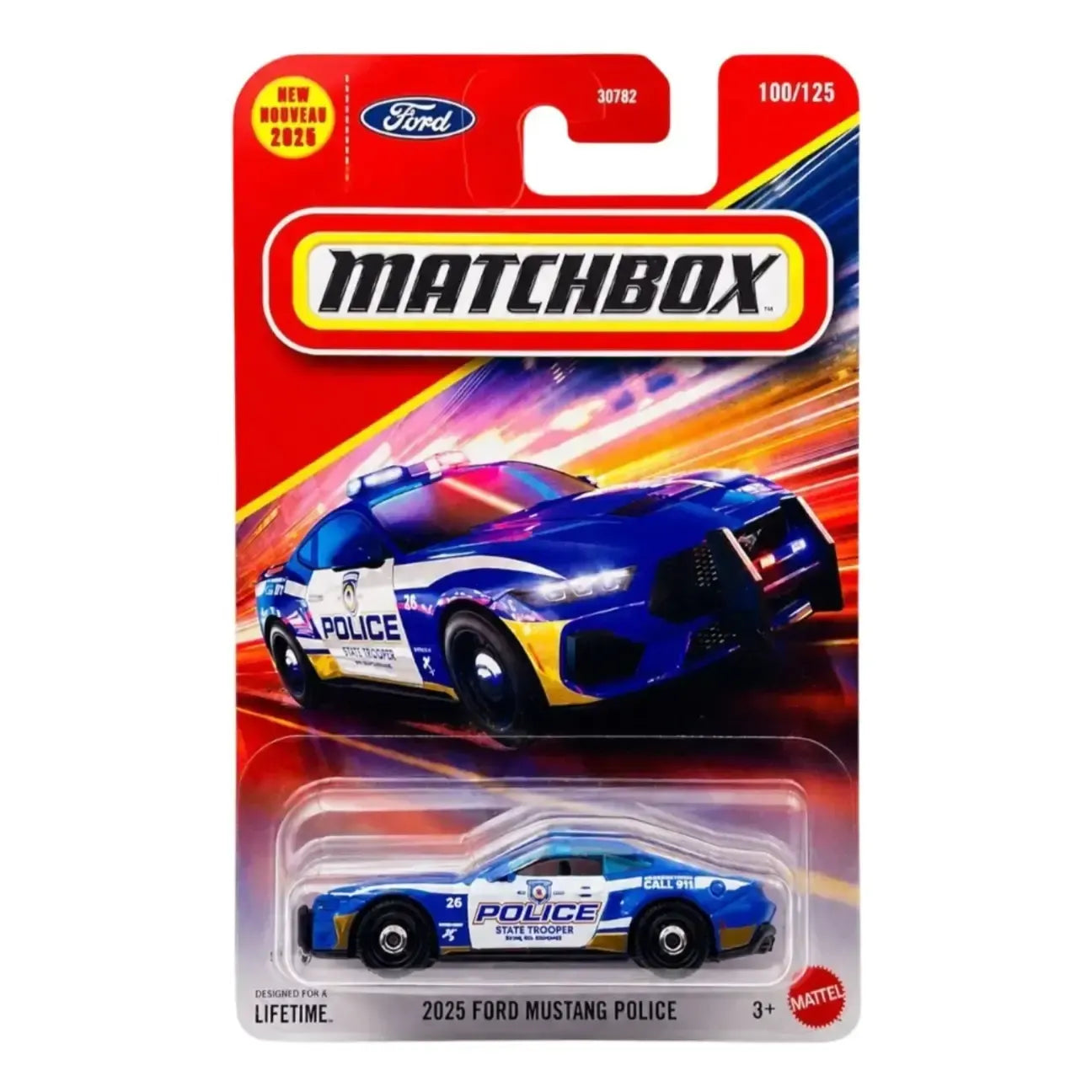 Matchbox Imported 2025 Ford Mustang Policer Die-Cast  Car| 1:64 Scale